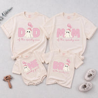 Personalized Pink Gingham 'Spooky One' Halloween Romper & Matching Family Shirts for Baby, Toddler, Kids, Mom & Dad - Soft Cotton Outfit