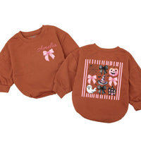 Personalized Pink Halloween Girl Witch Baby Bubble Romper for Toddlers 0-24M Soft Cotton Long Sleeve Outfit
