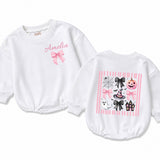 Personalized Pink Halloween Girl Witch Baby Bubble Romper for Toddlers 0-24M Soft Cotton Long Sleeve Outfit