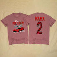 Personalized Pit Crew Race Car Two Fast 2nd Birthday Matching Shirts, Kids Romper and Family Tees Set in Soft Cotton for Spring Photos