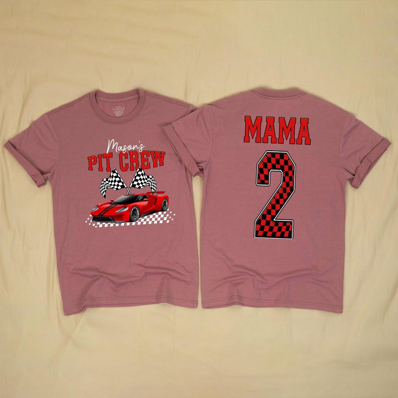 Personalized Pit Crew Race Car Two Fast 2nd Birthday Matching Shirts, Kids Romper and Family Tees Set in Soft Cotton for Spring Photos