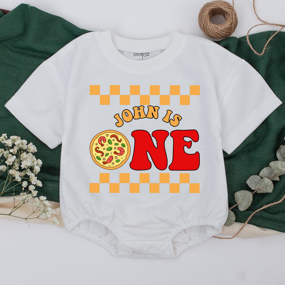 Personalized Pizza 1st Birthday Family Shirts with Custom Names Fun Retro Design Matching Mom Dad Brother Sister Toddler Party Outfit