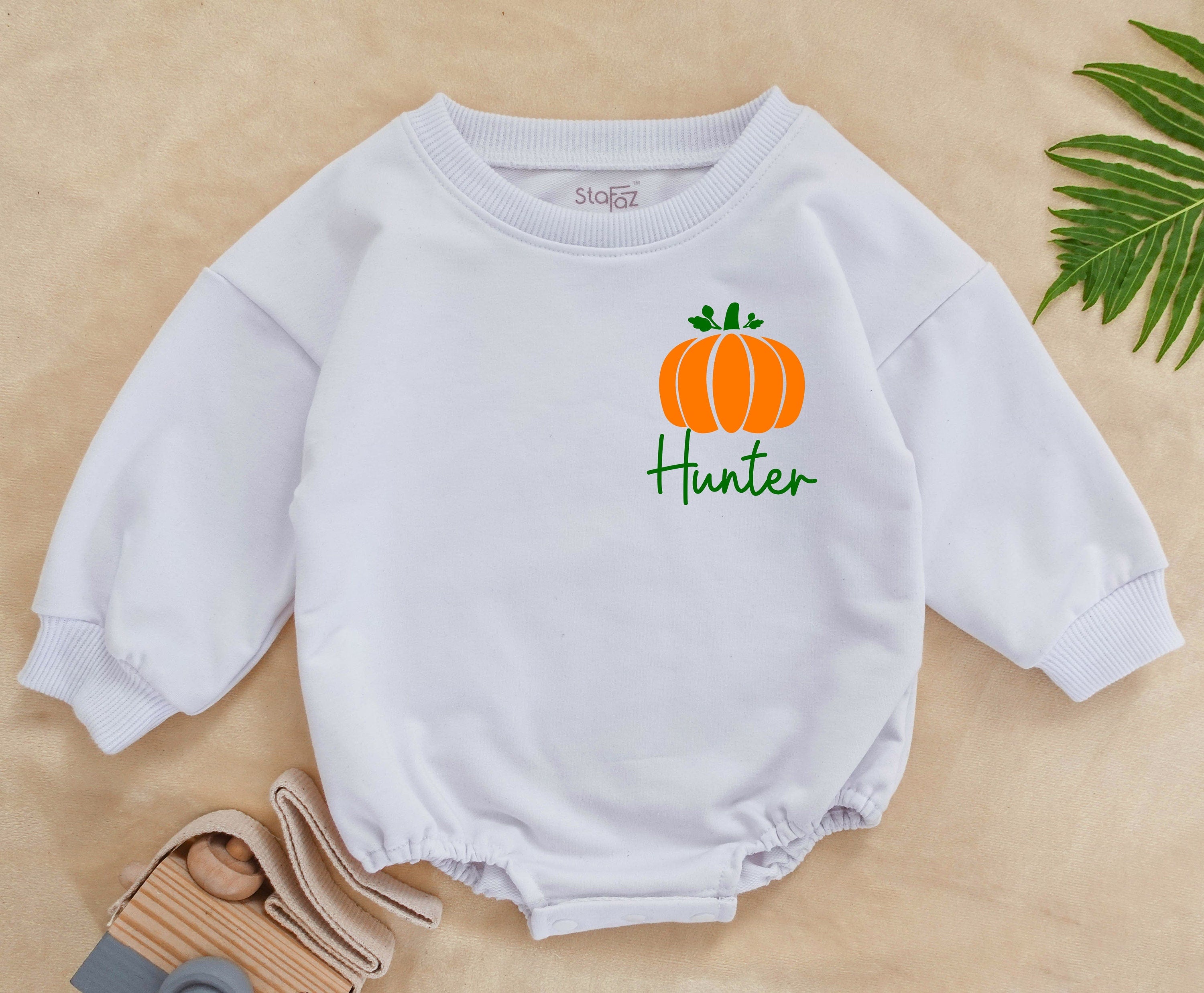 Personalized Pumpkin Baby Romper with Name Halloween Outfit Soft Cotton First Holiday Costume Infant Boys Girls Festive Party Gift