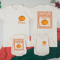Personalized Pumpkin Crew Matching Family Shirts & Rompers, Custom Mama Dada Mini Fall Outfits for Baby, Kids & Adults, Thanksgiving Apparel