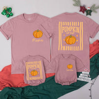 Personalized Pumpkin Crew Matching Family Shirts & Rompers, Custom Mama Dada Mini Fall Outfits for Baby, Kids & Adults, Thanksgiving Apparel