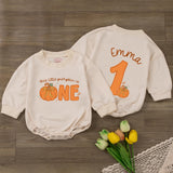 Personalized Pumpkin First Birthday Romper for Baby, This Little Pumpkin Is One Outfit, Fall Birthday Clothes with Custom Name Design