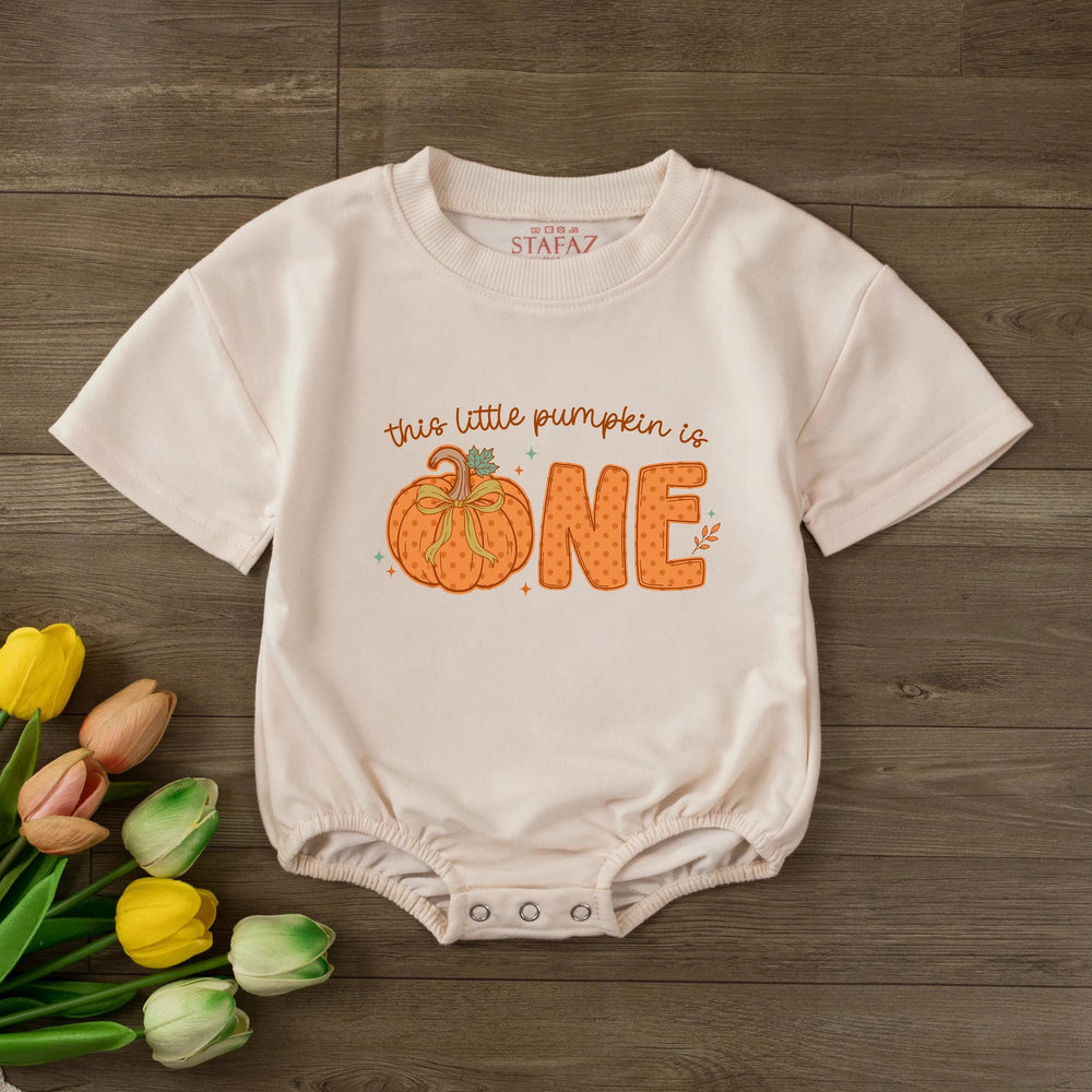 Personalized Pumpkin First Birthday Romper for Baby, This Little Pumpkin Is One Outfit, Fall Birthday Clothes with Custom Name Design