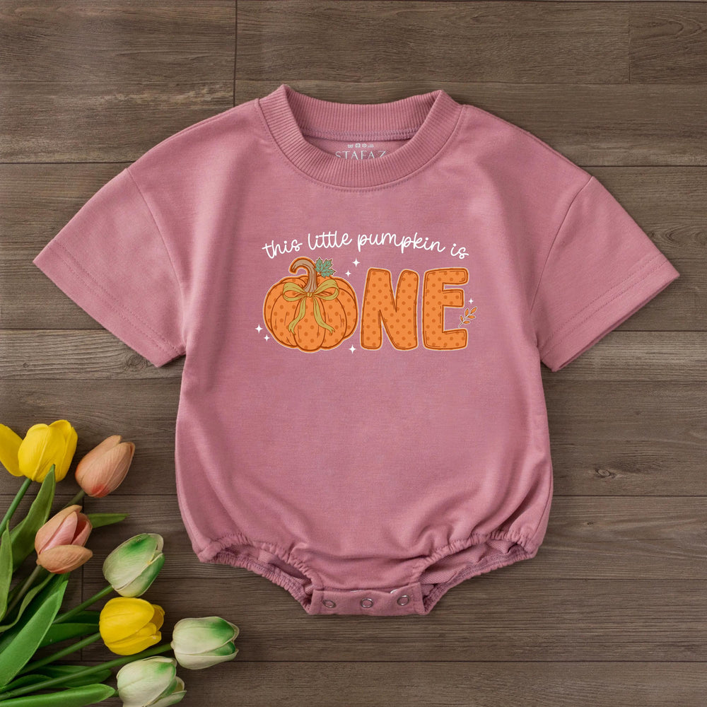 Personalized Pumpkin First Birthday Romper for Baby, This Little Pumpkin Is One Outfit, Fall Birthday Clothes with Custom Name Design