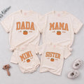 Personalized Pumpkin Gingham Family Shirts & Romper, Custom Baby Mini, Sister, Mama, Dada Fall Outfit, Soft Cotton for Autumn Celebrations