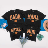 Personalized Pumpkin Gingham Family Shirts & Romper, Custom Baby Mini, Sister, Mama, Dada Fall Outfit, Soft Cotton for Autumn Celebrations