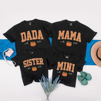 Personalized Pumpkin Gingham Family Shirts & Romper, Custom Baby Mini, Sister, Mama, Dada Fall Outfit, Soft Cotton for Autumn Celebrations