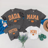 Personalized Pumpkin Gingham Family Shirts & Romper, Custom Baby Mini, Sister, Mama, Dada Fall Outfit, Soft Cotton for Autumn Celebrations