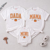 Personalized Pumpkin Gingham Family Shirts & Romper, Custom Baby Mini, Sister, Mama, Dada Fall Outfit, Soft Cotton for Autumn Celebrations