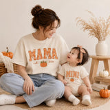 Personalized Pumpkin Gingham Family Shirts & Romper, Custom Baby Mini, Sister, Mama, Dada Fall Outfit, Soft Cotton for Autumn Celebrations