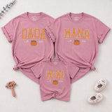 Personalized Pumpkin Gingham Family Shirts & Romper, Custom Baby Mini, Sister, Mama, Dada Fall Outfit, Soft Cotton for Autumn Celebrations