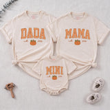 Personalized Pumpkin Gingham Family Shirts & Romper, Custom Baby Mini, Sister, Mama, Dada Fall Outfit, Soft Cotton for Autumn Celebrations