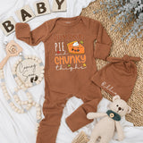Personalized Pumpkin Pie and Chunky Thighs Baby Bodysuit Cute Fall Thanksgiving Outfit Soft Cotton Newborn Baby Shower Gift