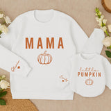 Personalized Pumpkin Theme Sweatshirts for Baby, Kids & Adults, Custom Name on Sleeve, Thanksgiving Outfit, Soft Cotton Fall Apparel
