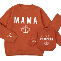 Personalized Pumpkin Theme Sweatshirts for Baby, Kids & Adults, Custom Name on Sleeve, Thanksgiving Outfit, Soft Cotton Fall Apparel