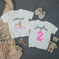 Personalized Puppy Birthday Girl Outfit, Toddler Romper with Party Hat Design, Custom Name and Age Cake Smash Shirt, Soft Cotton Gift