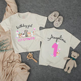 Personalized Puppy Birthday Girl Outfit, Toddler Romper with Party Hat Design, Custom Name and Age Cake Smash Shirt, Soft Cotton Gift