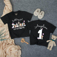 Personalized Puppy Birthday Girl Outfit, Toddler Romper with Party Hat Design, Custom Name and Age Cake Smash Shirt, Soft Cotton Gift