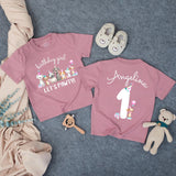 Personalized Puppy Birthday Girl Outfit, Toddler Romper with Party Hat Design, Custom Name and Age Cake Smash Shirt, Soft Cotton Gift