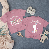 Personalized Puppy Birthday Girl Outfit, Toddler Romper with Party Hat Design, Custom Name and Age Cake Smash Shirt, Soft Cotton Gift