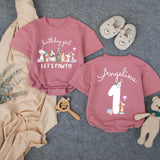 Personalized Puppy Birthday Girl Outfit, Toddler Romper with Party Hat Design, Custom Name and Age Cake Smash Shirt, Soft Cotton Gift