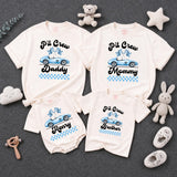 Personalized Racing Pit Crew Family Matching Shirts, Custom Name Baby Romper, Soft Cotton Birthday Outfit for Mommy, Daddy, Kids, Toddler