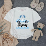 Personalized Racing Pit Crew Family Matching Shirts, Custom Name Baby Romper, Soft Cotton Birthday Outfit for Mommy, Daddy, Kids, Toddler