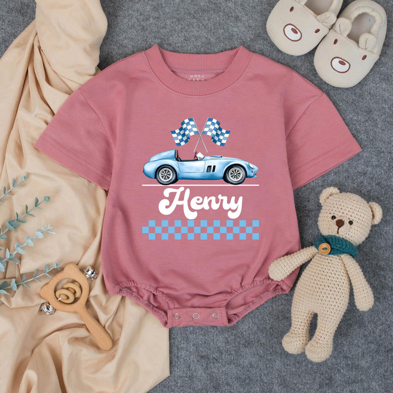 Personalized Racing Pit Crew Family Matching Shirts, Custom Name Baby Romper, Soft Cotton Birthday Outfit for Mommy, Daddy, Kids, Toddler