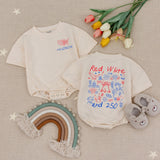 Personalized Red White and 250 Shirt for Kids with USA Outline and Name, Patriotic Baby Romper or Toddler Tee, Fourth of July Outfit