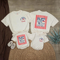 Personalized Red White and Blue Family Crew Shirts for 4th of July, Custom Patriotic Matching Outfits, Independence Day Celebration 2026