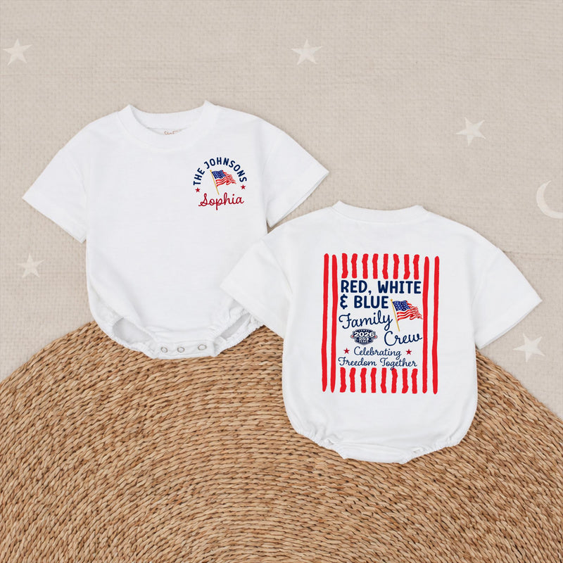 Personalized Red White and Blue Family Crew Shirts for 4th of July, Custom Patriotic Matching Outfits, Independence Day Celebration 2026