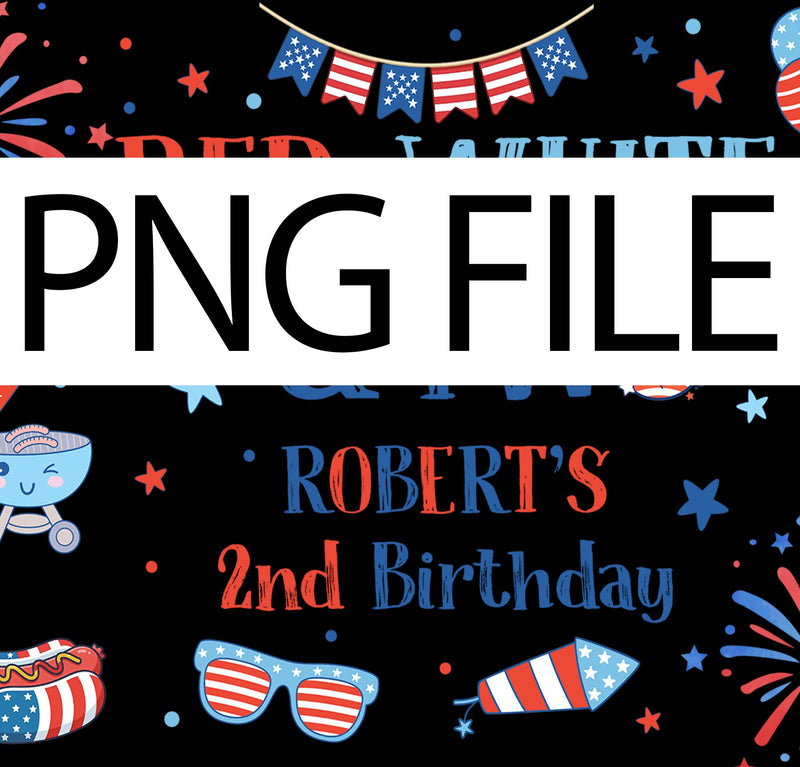 Personalized Red White and Two Birthday Banner for Patriotic 2nd Birthday Party, Custom Name Decor with Vibrant Red White Blue Theme