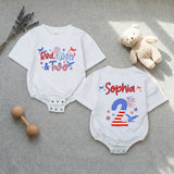 Personalized Red White and Two Second Birthday Girl Outfit and Banner, Patriotic Toddler Shirt Party Decor Custom Name Celebration Set
