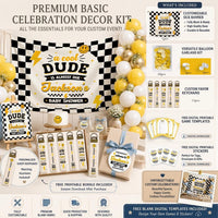 Personalized Retro Baby Shower Banner with Checkered Border and Lightning Bolt Design Custom Name Race Party Welcome Sign Decoration