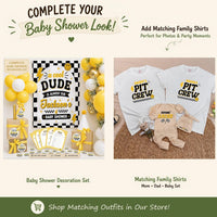 Personalized Retro Baby Shower Banner with Checkered Border and Lightning Bolt Design Custom Name Race Party Welcome Sign Decoration