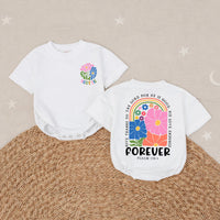 Personalized Retro Christian Baby Girl Romper with Floral Rainbow Design, Soft Baptism Outfit for Daughter, Psalm 136:1 Scripture Gift