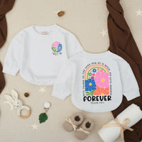 Personalized Retro Christian Baby Girl Romper with Floral Rainbow Design, Soft Baptism Outfit for Daughter, Psalm 136:1 Scripture Gift