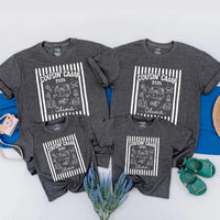 Personalized Retro Cousin Camp 2026 Shirts with Dark Green Stripes Custom Name Family Tee and Romper for Baby, Toddler, Kids, Adults