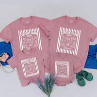 Personalized Retro Cousin Camp 2026 Shirts with Dark Green Stripes Custom Name Family Tee and Romper for Baby, Toddler, Kids, Adults