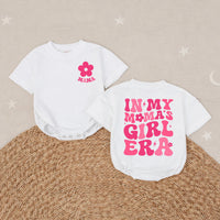 Personalized Retro Mama and Mini Matching Outfits with 70s Flower Design Custom Name Shirts for Baby Girl and Mother Gift