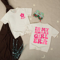 Personalized Retro Mama and Mini Matching Outfits with 70s Flower Design Custom Name Shirts for Baby Girl and Mother Gift