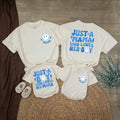 Personalized Retro Mom and Son Matching Outfits with Smiley Face, Cute Boy Mama Shirt and Bubble Romper Gift for Baby or Toddler