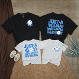 Personalized Retro Mom and Son Matching Outfits with Smiley Face, Cute Boy Mama Shirt and Bubble Romper Gift for Baby or Toddler