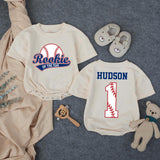 Personalized Rookie of the Year 1st Birthday Outfit Baseball Romper for Baby Boy Party Cotton Soft Comfortable Custom Name Design