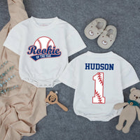 Personalized Rookie of the Year 1st Birthday Outfit Baseball Romper for Baby Boy Party Cotton Soft Comfortable Custom Name Design