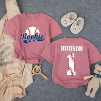 Personalized Rookie of the Year 1st Birthday Outfit Baseball Romper for Baby Boy Party Cotton Soft Comfortable Custom Name Design